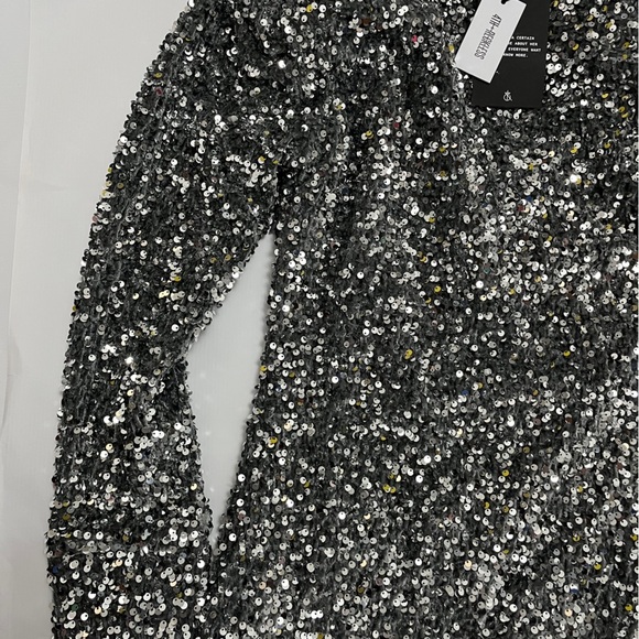 NWT - gorgeous sequin 4th + Reckless silver long sleeve mini dress - size M - Picture 16 of 16